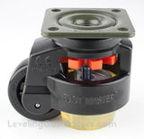 Leveling Casters | FootMaster GD-100F-BLK-UP | Top Plate Mount with 3" Wheel, Poly Pad & 1,650 Lb Capacity