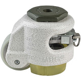 Leveling Caster | FootMaster GDR-60S-U | Ratchet Adjusting 12mm Threaded Stem Mount with 2" Poly Wheel, Poly Pad & 550 Lb Capacity