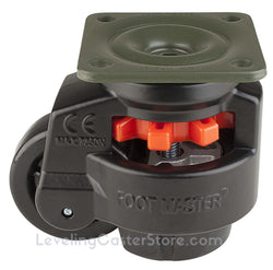 Leveling Casters | FootMaster GD-100F-BLK | Top Plate Mount with 3" Wheel & 1,650 Lb Capacity