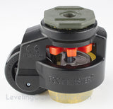 Leveling Casters | FootMaster GD-100S-BLK-UP | 16mm Stem Mount with 3" Wheel, Poly Pad & 1,650 Lb Capacity