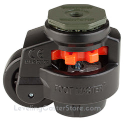 Leveling Casters | FootMaster GD-100S-BLK | 16mm Stem Mount with 3" Wheel & 1,650 Lb Capacity