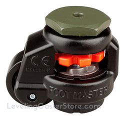 Leveling Caster | FootMaster GD-40S-BLK-3/8 (Black) 3/8" Threaded Stem Mount with 1-5/8" Wheel & 110 Lb Capacity