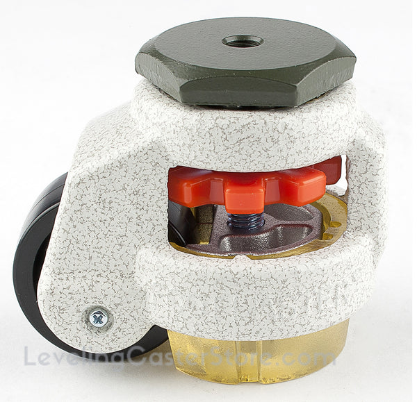 Leveling Caster | FootMaster GD-40S-UP | 8mm Threaded Stem Mount with 1-5/8" Wheel, Polyurethane Pad & 110 Lb Capacity