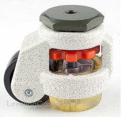 Leveling Caster | FootMaster GD-40S-3/8-UP | 3/8" Threaded Stem Mount with 1-5/8" Wheel, Polyurethane Pad & 110 Lb Capacity