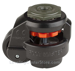 Leveling Caster | FootMaster GD-60S-BLK-1/2 | 1/2" Threaded Stem Mount with 2" Wheel & 550 Lb Capacity