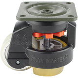 Leveling Casters | FootMaster GD-80F-BLK-U | Top Plate Mount with 2-1/2" Poly Wheel, Poly Pad, & 1,100 Lb Capacity