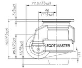 FootMaster GD-80F-BLK Drawing Side View | Leveling Casters Store