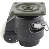 Leveling Casters | FootMaster GDR-60F-BLK-U | Ratchet Adjustment Top Plate Mount Caster with 2" Poly Wheel, Poly Pad & 550 Lb Capacity