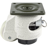 Leveling Casters | FootMaster GDR-60F-U | Ratchet Adjustment Top Plate Mount Caster with 2" Poly Wheel, Poly Pad & 550 Lb Capacity