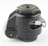 Leveling Caster | FootMaster GDR-60S-BLK-UP | Ratchet Adjusting 12mm Threaded Stem Mount with 2" Wheel, Poly Pad & 550 Lb Capacity
