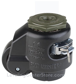 Leveling Caster | FootMaster GDR-60S-BLK-1/2 | Ratchet Adjusting 1/2" Threaded Stem Mount with 2" Wheel & 550 Lb Capacity