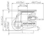 FootMaster GDR-60F-BLK Drawing Side | Leveling Caster Store
