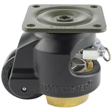Leveling Casters | FootMaster GDR-80F-BLK-UW | Ratchet Adjustment Top Plate Mount with 2-1/2" Poly Wheel & 1,100 Lb Capacity