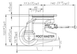 FootMaster GDR-80F-BLK Drawing Side Veiw | Leveling Caster Store