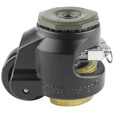 Leveling Casters | FootMaster GDR-80S-BLK-UP | Ratchet Adjustment 12mm Stem Mount with 2-1/2" Wheel, Polyurethane Pad & 1,100 Lb Capacity