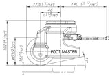 FootMaster GDR-80S-BLK-1/2 Drawing Side View | Leveling Caster Store