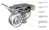 3" Nylon Wheel Leveling Caster with Fixed Location Operating Lever - 440 Lbs Capacity | EHRLK-PO 75G