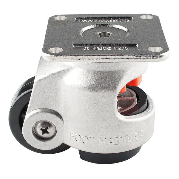 Stainless Steel Leveling Casters | FootMaster SGDN-80F | Top Plate Mount with 2-1/2" Wheel & 1,100 Lb Capacity
